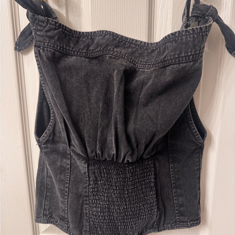 Free People Charcoal Denim Corset Top